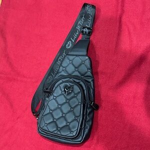 Lulu's Black Heart Quilted Belt Bag